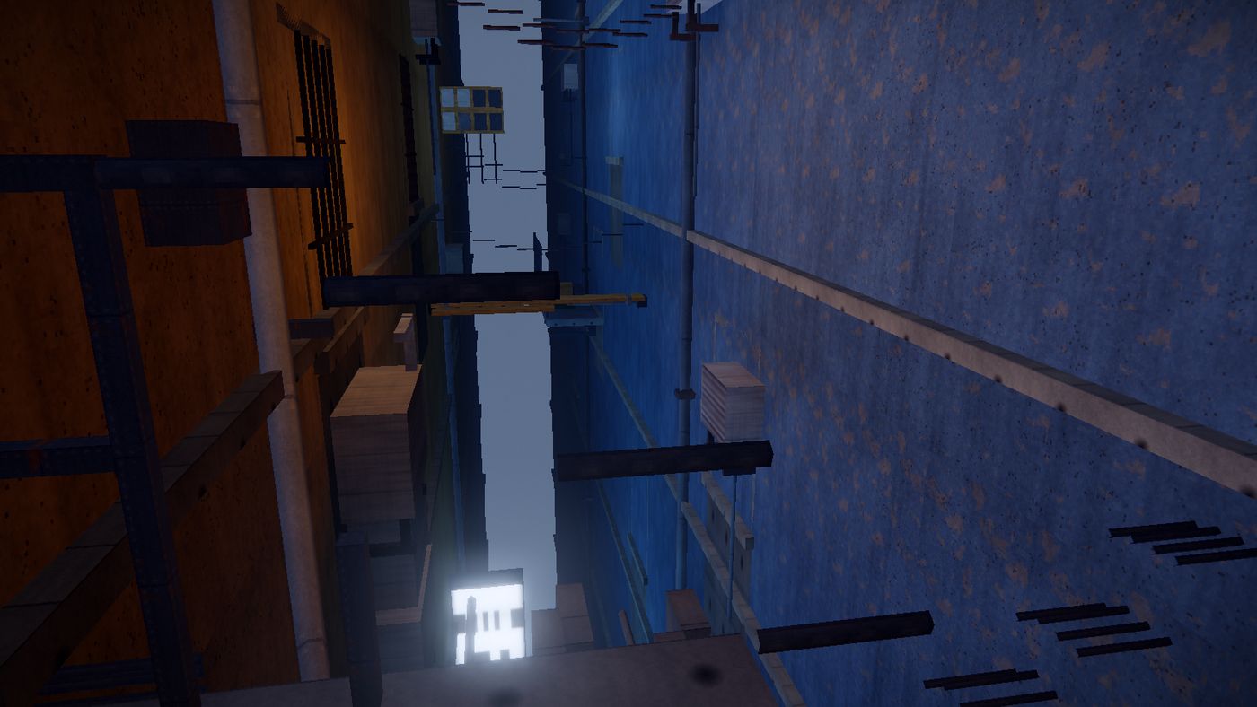 THE GAP — Two metres eight between the blocks, and eleven floors of nothing under it.